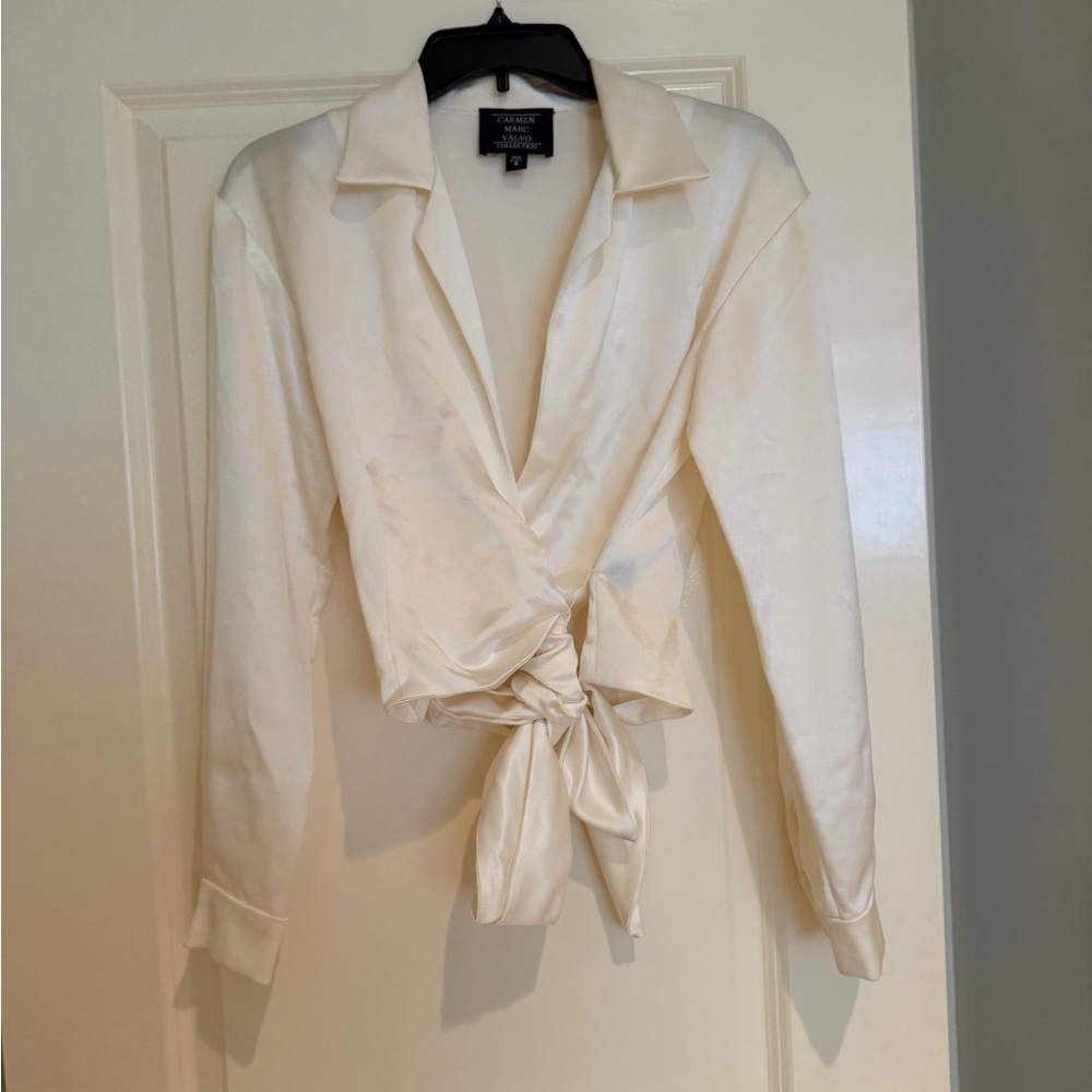 Vintage Carmen Marc Valvo Collection Cream Wrap blouse